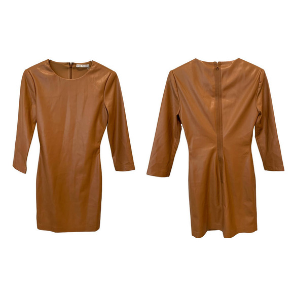 ALICE + OLIVIA Inka Long Sleeve Faux Leather Body-Con Dress (2) - Picture 3 of 9